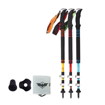 

3 Colors Blue Red Yellow Adjustable Trekking Hiking Walking Stick Pole 3-section62cm-135cm With Dropshipping 1pc