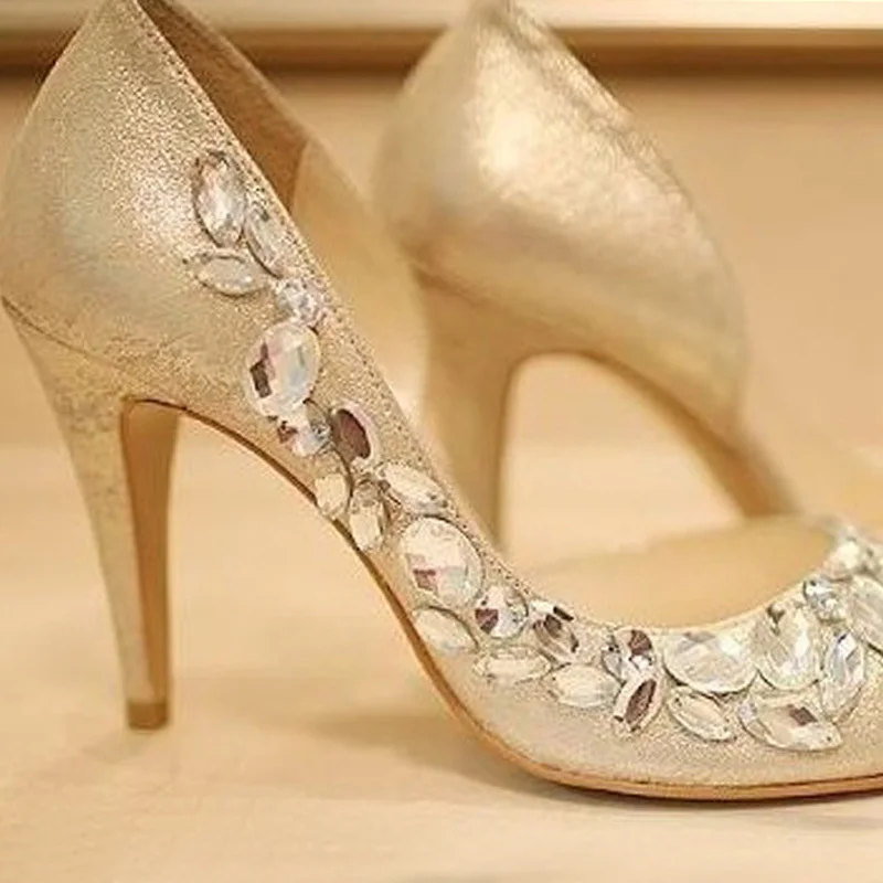 High heels Champagne Rhinestone Shoes/wedding shoes for