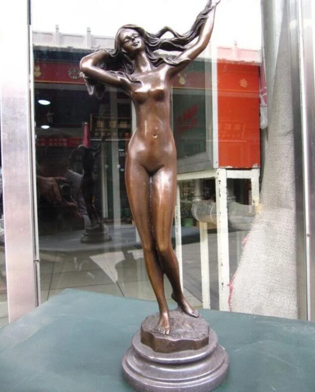 

150401 S0392 12" Western Pure Copper Bronze illusion nude maiden belle statuary Statue discount 30% (C0324)