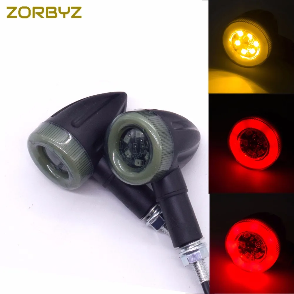 Zorbyz Universal Motorcycle Led Amber Lamp Rear Turn Signal Brake Lights Indicators Motorcycle