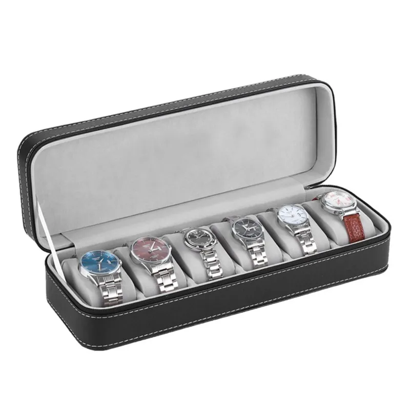 

6/10/12 Slots PU Leather Pratical Watch Storage Display Holder Box Case With Zipper Casket Packaging For Men Valentine Gift