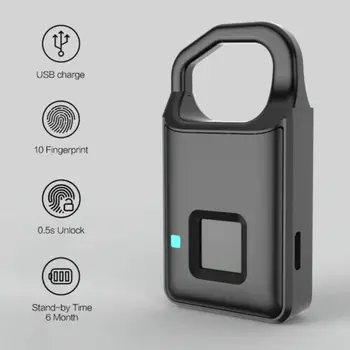 

Portable Smart Fingerprint Padlock Keyless Door Lock Privacy Guard Anti-theft Fingerprint Lock USB Charge 3B24