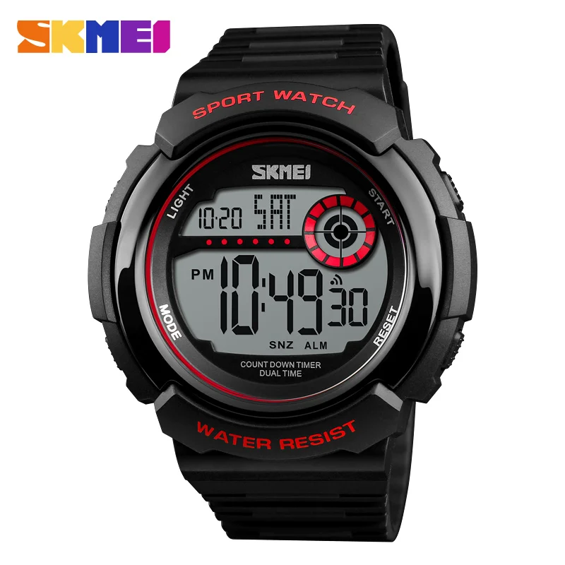 white red watch SKMEI Для мужчин спортивная мода Повседневное часы 50 м Водонепроницаемый хронограф наручные часы будильник Relogio Masculino - Цвет: white red watch