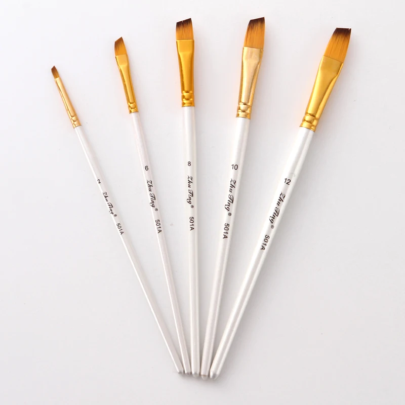 Acrylic Artist Watercolor Pen Nylon Hair Oil Painting Brush Set White Handle