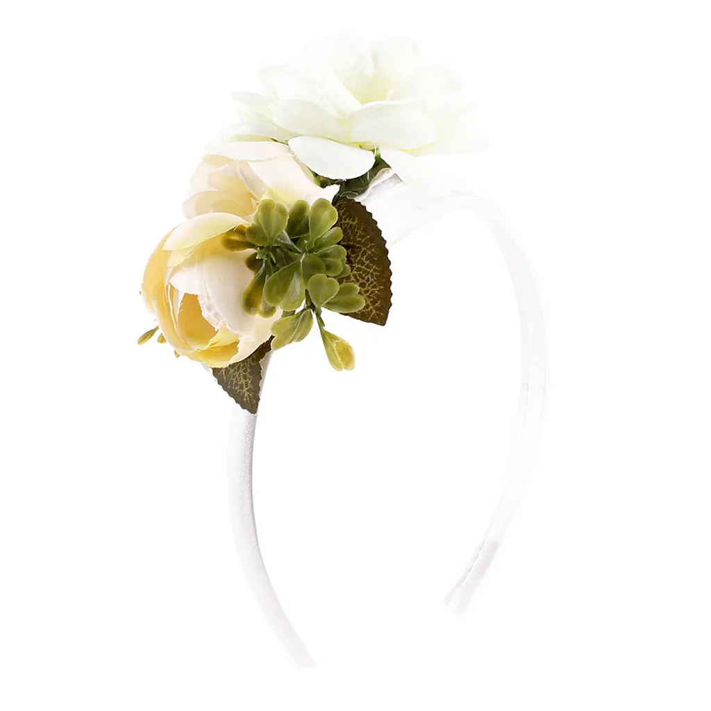 Handmade bride Floral Flower Crown Headband Garland Hair Accessories for Baby Girls Kids Party Weddings Travel Photography Beach