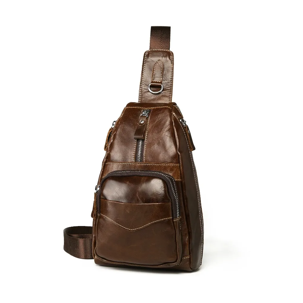 

2018 Fashion New Genuine Leather Retro Men Chest Bags Multi-function Retractable Handbag Men's Shoulder Messenger Bags