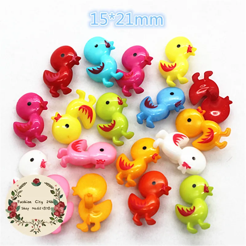 50PCS Mix Colors 15*21mm Plastic Animal Duck Buttons 1 Hole Sewing