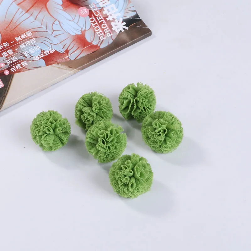 30PC/Pack Colorful Lace Net Yarn Flower Trim Balls DIY Clothing Bag Shoes Craft Supplies Children Handmade Decorative Pompones - Цвет: 22 Fruit green