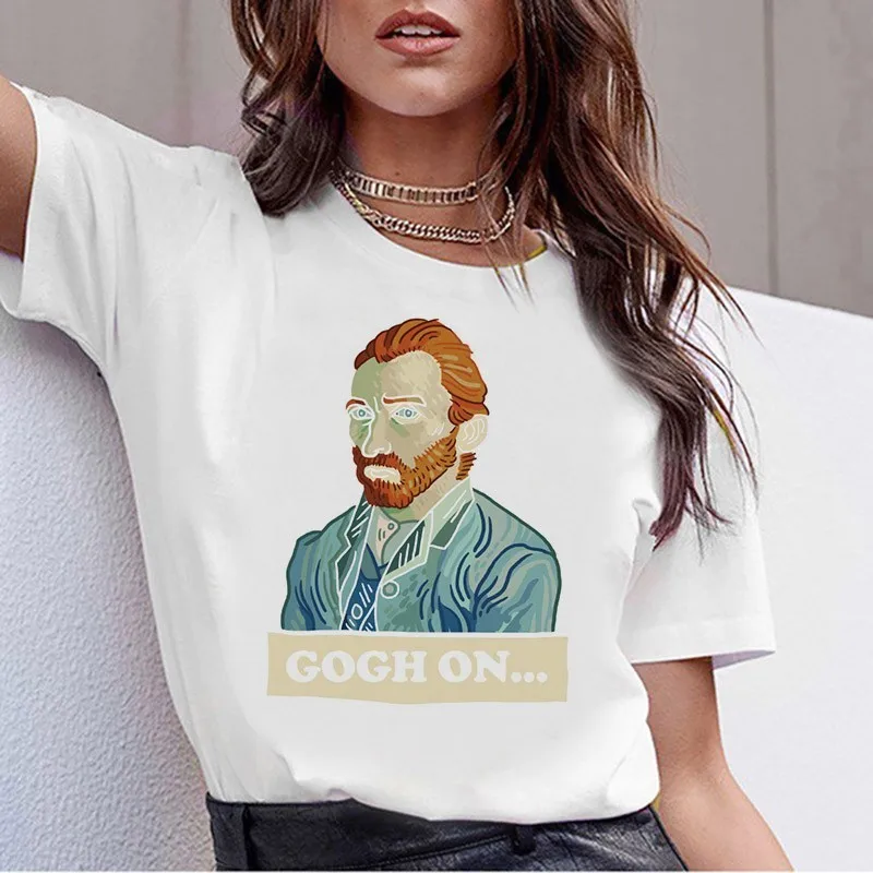 Футболка Grunge Aesthtic Van Gogh футболка с художественной росписью Женская забавная футболка с коротким рукавом Harajuku Ullzang Футболка Топ Футболки женские - Цвет: 11