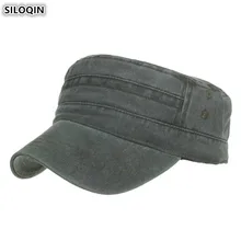 SILOQIN регулируемый размер мужская плоская кепка хлопок армейские военные шапки для взрослых мужчин промытая матерчатая пластина новая Ретро Панама папа шляпа