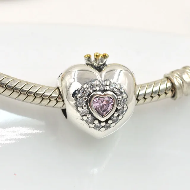 Original 925 Sterling Silver Beads Crystal Heart Princess Charm Fits Original 925 Sterling Silver Beads Crystal Heart Princess Charm Fits Pandora Charms Bracelet Diy Women Bracelets