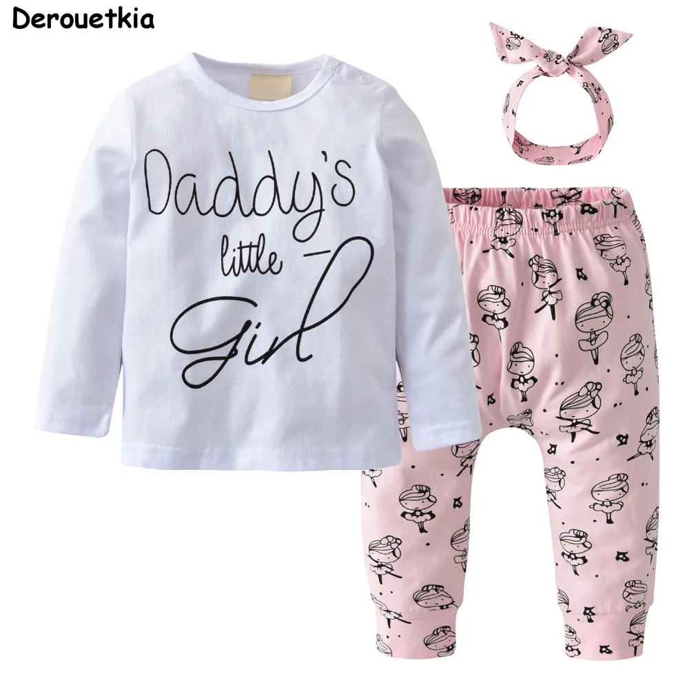 Модная Одежда для маленьких девочек для новорожденных комплект детской одежды для маленьких девочек Папина маленькая девочка футболка +