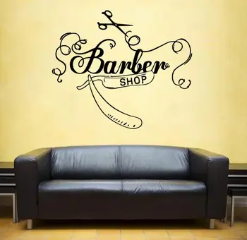

Wall Decal Sticker barber shop salon moustache haircut scissors hall