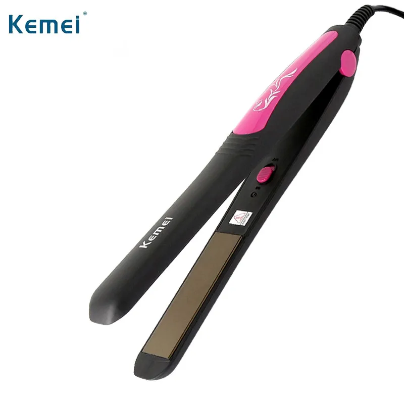 Kemei Hair Straightening Iron EU Plug Hair Curling Iron Thermostatic Tourmaline Ceramic Hair