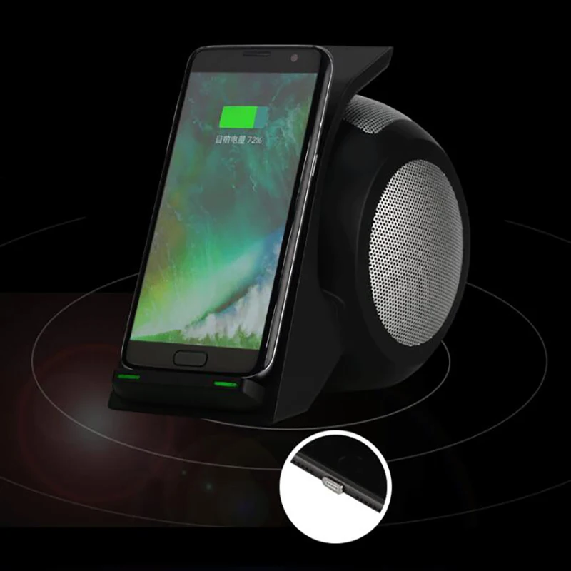 Wireless Charger Bluetooth Speaker 9V 3A Wireless Fast Charge For Iphone X 8 Plus NFC Contact Charging For Samsung Alarm Colck  (20)