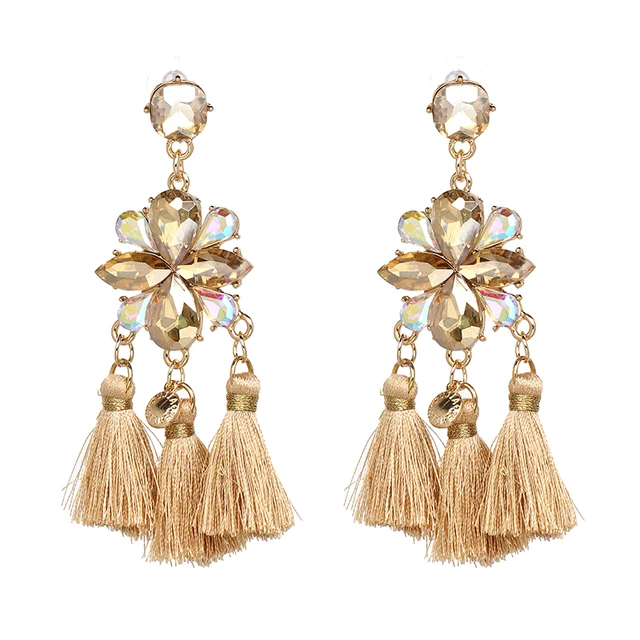 Aliexpress 3 Colors High Quality Trending Statement 3 Colors High Quality Trending Statement Jewelry Three Tel Drops Earring Crystal Dangle For Women