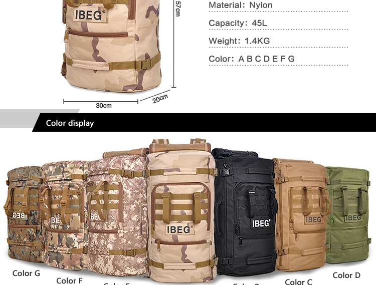 50L Large Capacity Men Travel Bag Outdoor Mountaineering Backpack Hiking Camping Water-proof Nylon Bucket Shoulder laptop Bags (2)