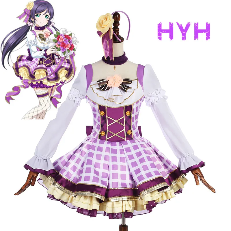 

2018 High Quality Love Live School Idol Project Tojo Nozomi Flower Bouquet Dress Uniform Outfit Anime Cosplay Costumes