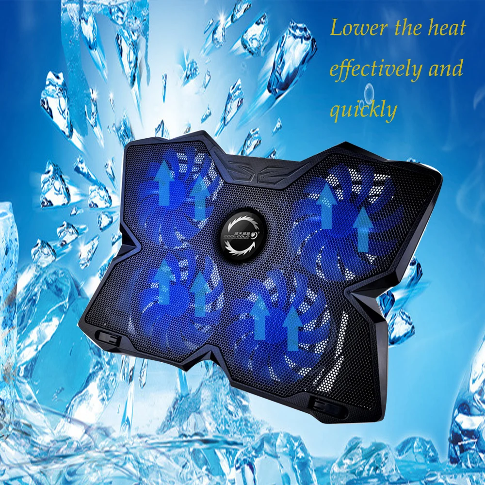 

Powerful USB Powered Slim Flat Notebook Laptop Cooler Cooling Pad Radiator LED Four Fans for 17inch Laptop Computer PC Gaming