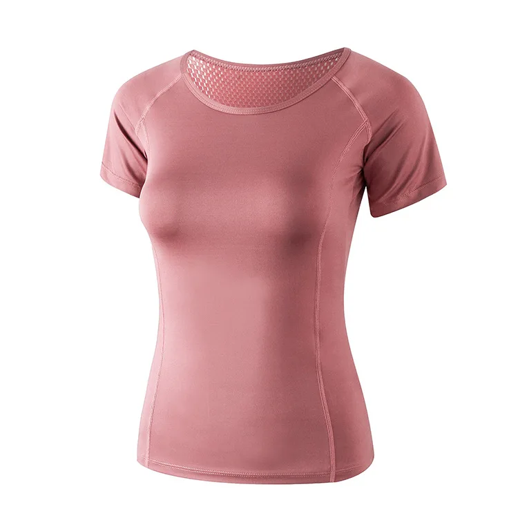 Лоскутные сетчатые женские yoga рубашка быстросохнущие Длинные рукава Спорт на открытом воздухе фитнес-зал футболки training Топ для тренировок одежда - Цвет: short sleeve