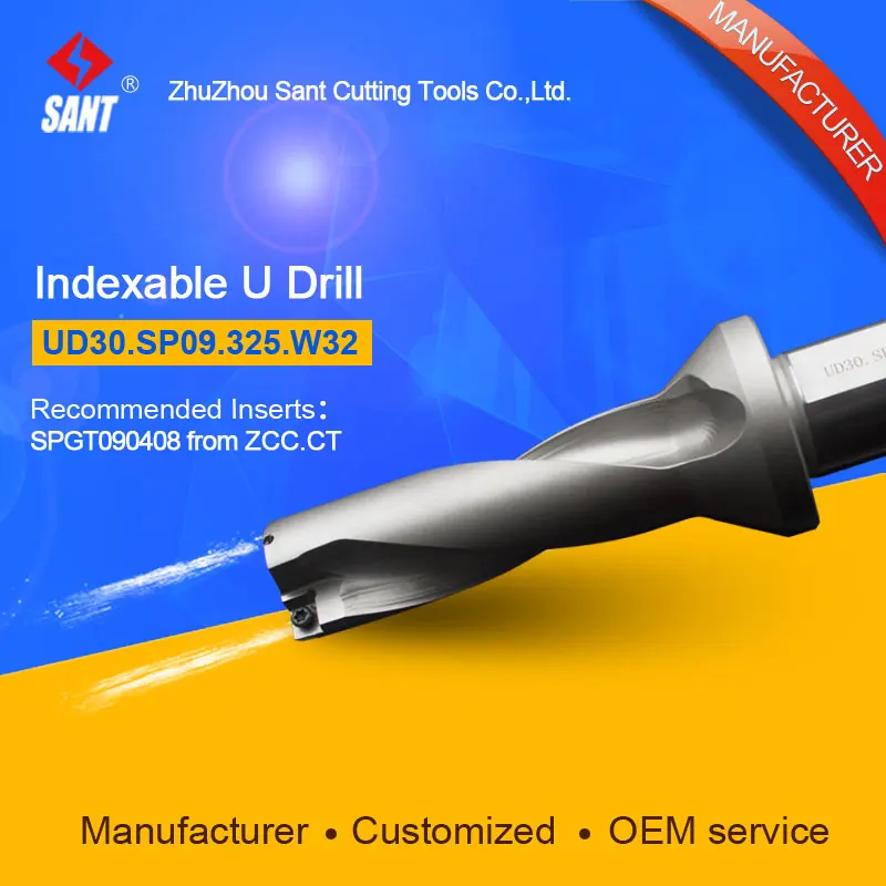 Zhuzhou Sant Indexable буровые инструменты U Drill UD30.SP09.325.W32 применимые карбидные вставки