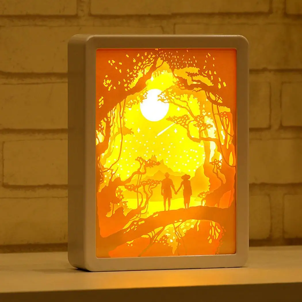 

Creative Paper Carving LED Night Light 36V Table 5W Lamp White Bedroom US Decoration