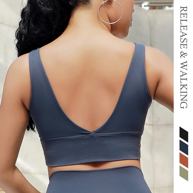 

R&W Vback high intensity sports bra sexy gather hip up women bras HIIT running vest womens summer spring ups fitness plus size