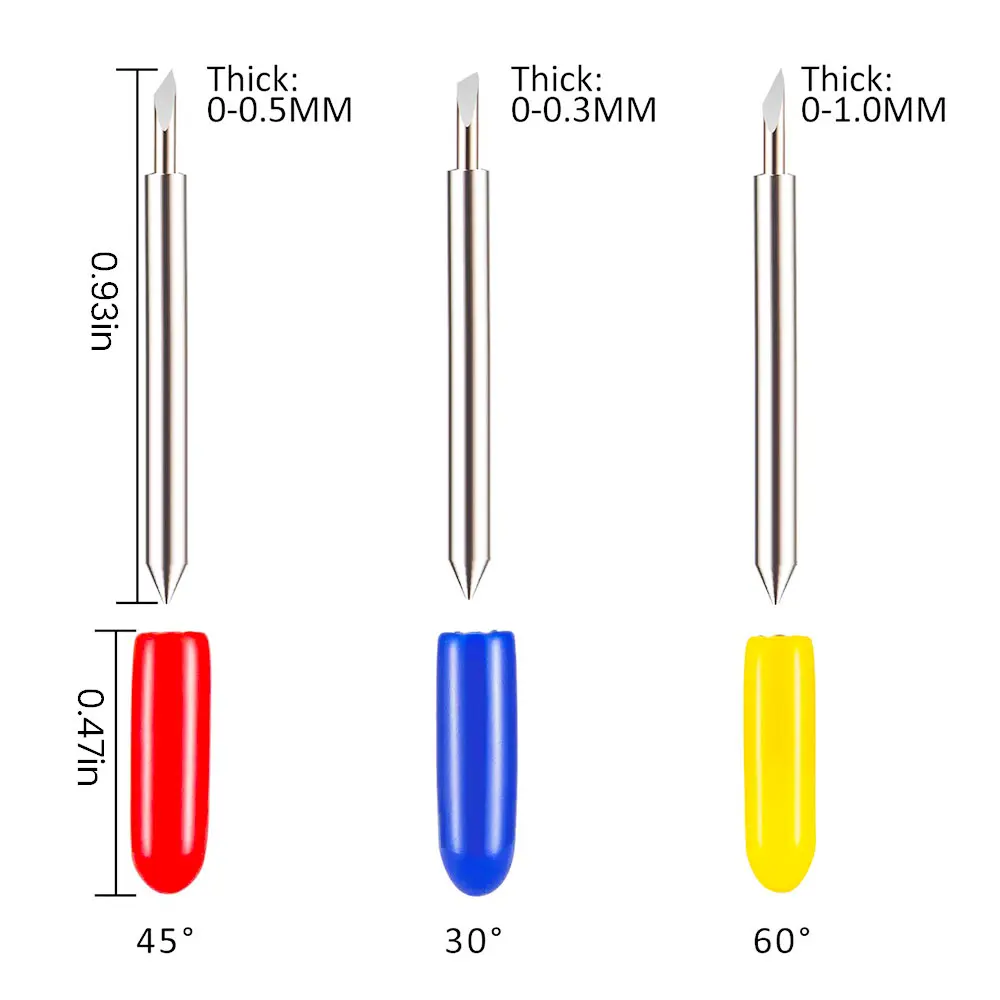 30pcs 30 45 60 Degree Roland Cricut Cutting Plotter Vinyl Cutter Knife Blades Offset