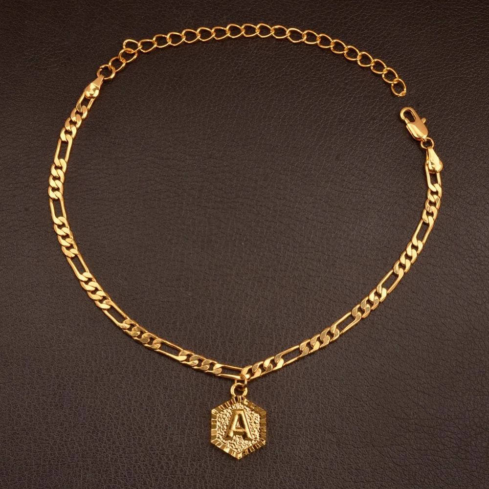 

Length 22cm + 10cm Extender Chain/Gold Color "STUVWXYZ" Initial Letters Anklet for Women Fashion Alphabet Jewelry Gifts #J0101B