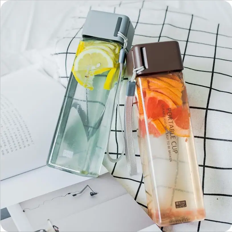 480 مللي الإبداعية مربع المياه زجاجة المحمولة اليد كوب غير قابلة للكسر البلاستيك شفافة الرياضة السفر زجاجة مانعة للتسرب 480 مللي الإبداعية مربع المياه زجاجة المحمولة اليد كوب غير قابلة للكسر البلاستيك شفافة الرياضة السفر زجاجة مانعة للتسرب