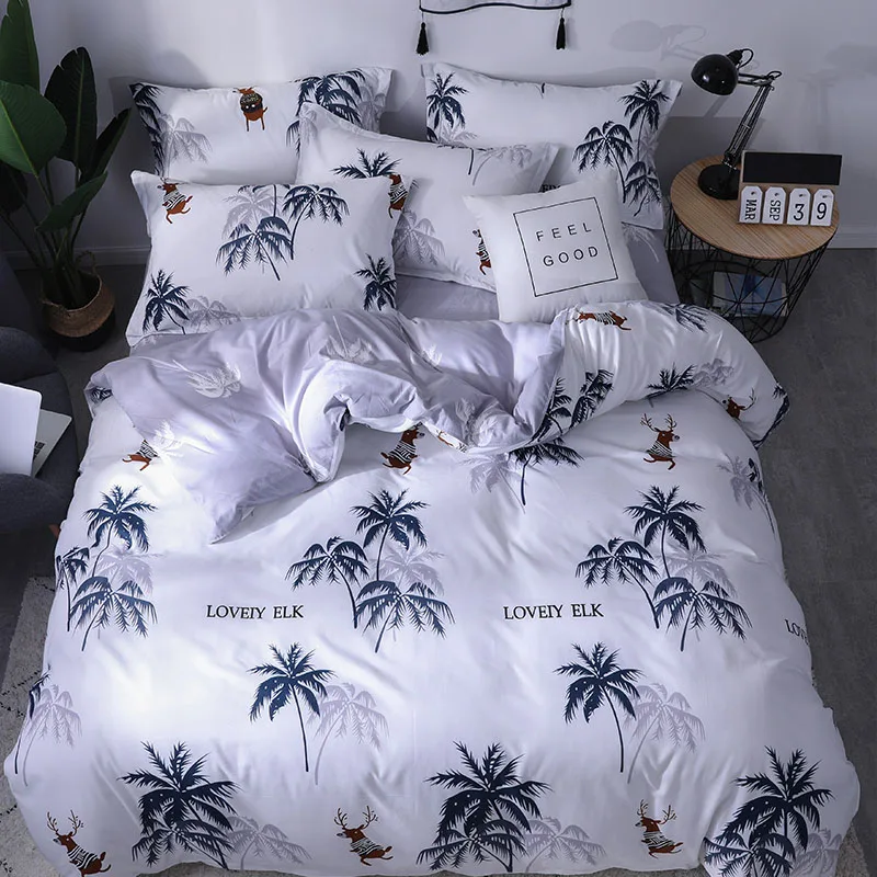 Luxury Bedding set the letter printing Duvet cover sets bed pillowcases sheet set King size Queen size set - Color: 9