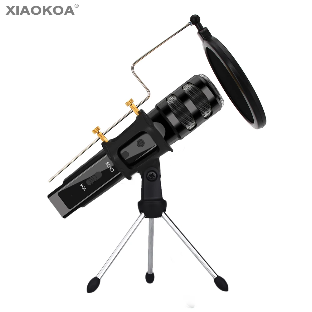 

Professional Condenser Microphone for Computer Karaoke microphones with Stand Pop Filter for phone microphone XIAOKOA