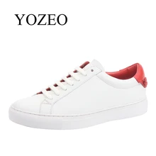 

YOZEO Womens Sneakers Shoes 2018 Fashion Cow Genuine Leather Flat Shoes for Women Breathable Women White casual Shoes