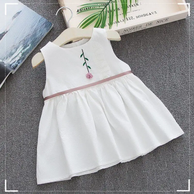 

Summer Girl Child Dress Cute Sweet Princess Dresses Casual Girls Clothes 100% Cotton Princess Flowers embroidery