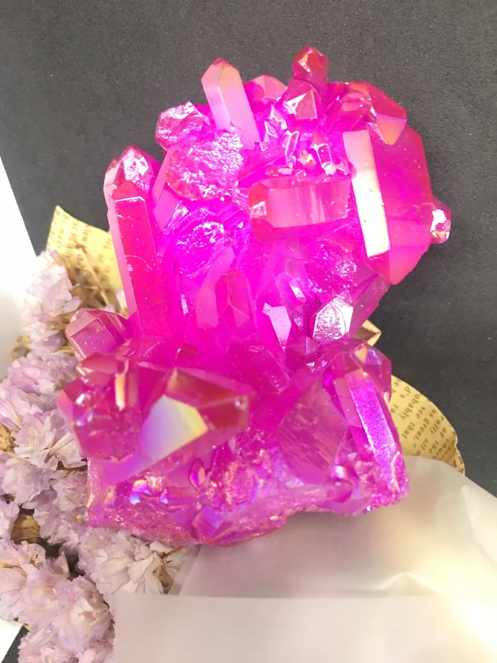 

Natural beautiful reiki quartz crystal bismuth titanium cluster specimen