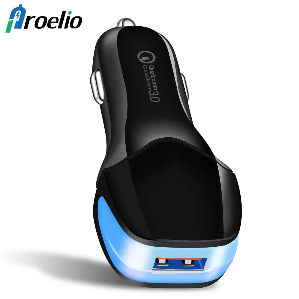Proelio LED Lighting QC Quick Charge 3.0 Fast USB Car Charger For iPhone 6 7 8 Plus X XR XS Max Phone Car Charger For Samsung S9