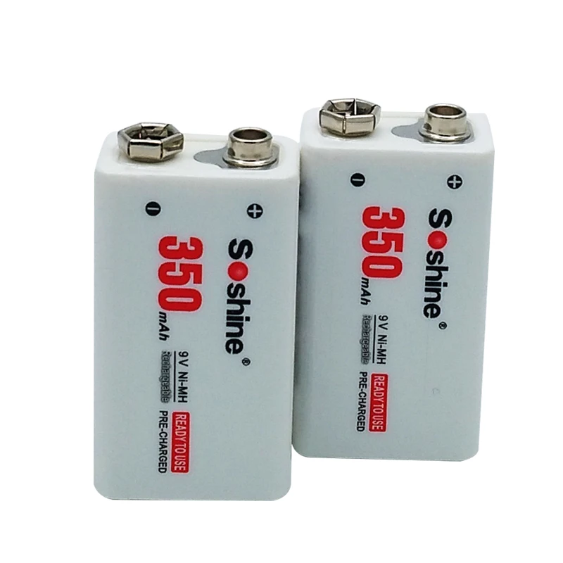 2 шт Soshine 9V перезаряжаемая батарея Ni-MH 350mah NiMH 9 Вольт Аккумуляторная батарея с защитной коробкой для микрофона