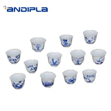 12 шт./партия, чайные чашки Цзиндэчжэнь, ручная роспись, винтажная фарфоровая чашка, посуда для домашнего чая, маленькие чаши ча, посуда для напитков, подарки