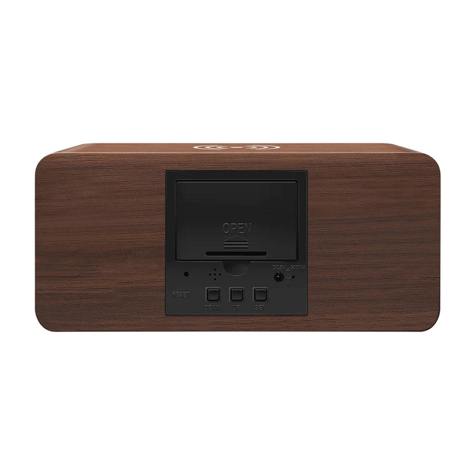 Digoo DG-AC80 Wireless charging Wooden Clock Tempreture Weather Station LED Display Voice Control Alarm Clocks for Smartphone