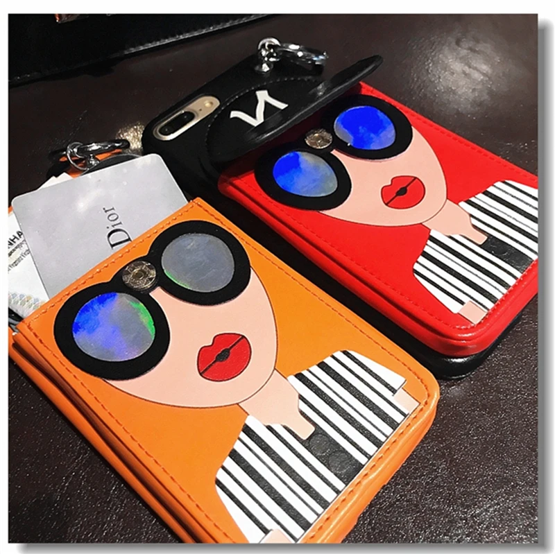 

Fashion Girl Red lips Hat luxury card Phone cover case for iphone MAX XS XR 6 7 8 Plus X Back case with Finger Ring Holder