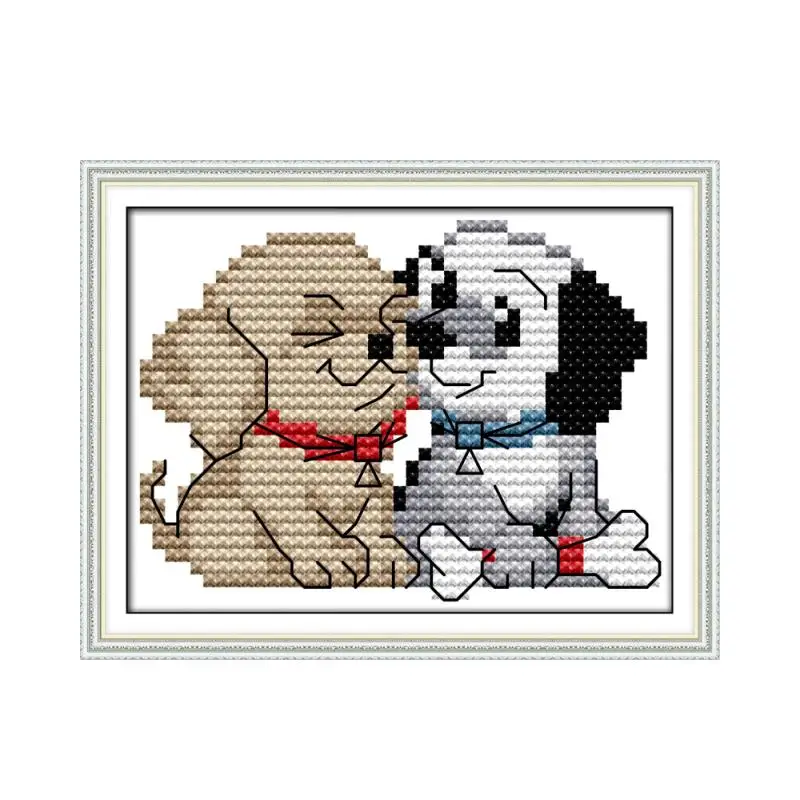 Dog handmade DIY embroidery cross stitch printing embroidered cloth dog animal pattern DMC embroidery thread hanging painting cross stitch kit cross stitch tools