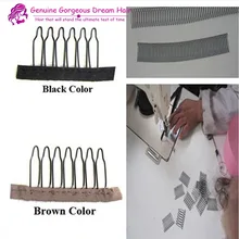 AliExpress Стандартная 10 шт./лот парик кружевные аксессуары шапки зажимы черные волосы по оптовой цене гребни прикрепить к парику шапки