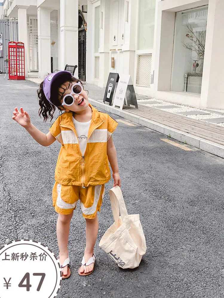 

Girls sports suit summer 2019 new children's ocean sun protection clothing two-piece fashion
