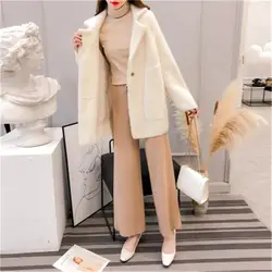 Ins 2019 весеннее кашемировое Женское пальто Корейская версия свободного вязаного кардигана пальто Повседневная мода высокое качество