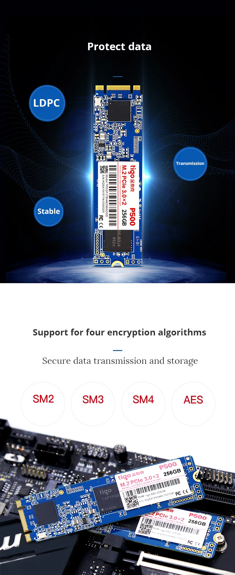 Tigo SSD M2 1 ТБ PCIe NVMe 2280 Внутренний твердотельный накопитель PCI-e 3,0x2 настольный ноутбук ПК P500