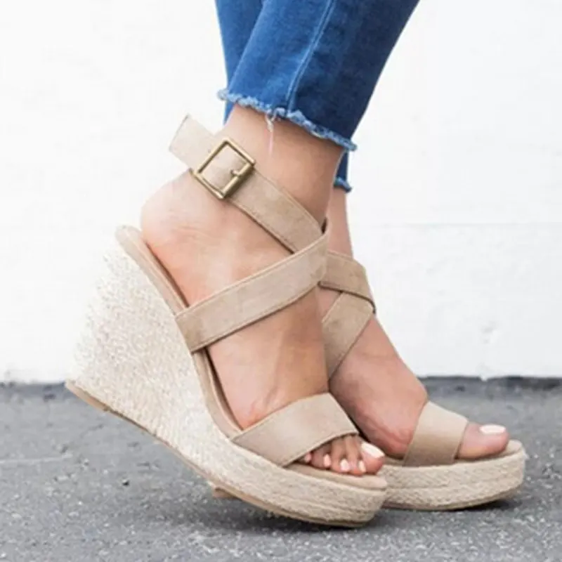 

Summer fashion leopard wedges women's sandals high heel sandals chaussures femme NC221