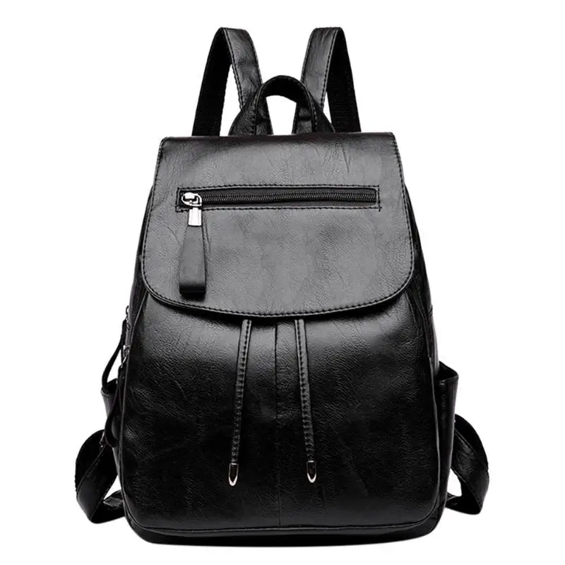 

Fashion Women Backpack High Quality Youth Leather for Teenager Girls Casual Black Backpacks Large Capacity Female Travel Daypa