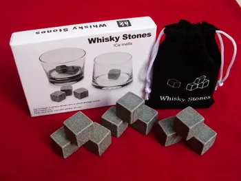 

Free shipping 50sets natural Whisky stones,9 whiskey stones+1pouch in a box Valentine Father's Day gift with delicate gift box