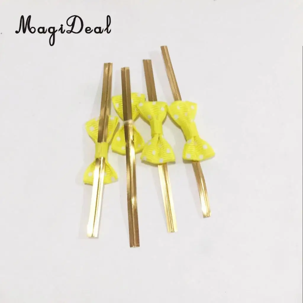 100pcs 12 Colors Metallic Twist Wire Tie Bowknot Candy Cookie Cake Cello Bag Wedding Party Favours 8cm Long 