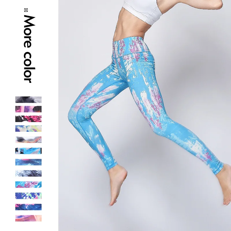 

European and American fashion sexy outdoor running sports camouflage fitness pants beautifully printed bottoming pants